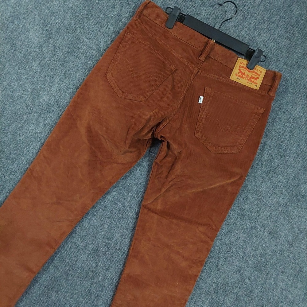 Levi's 511 Pants Mens 32x30 Brown Corduroy Chino Slim Stretch Casual 5 Pocket